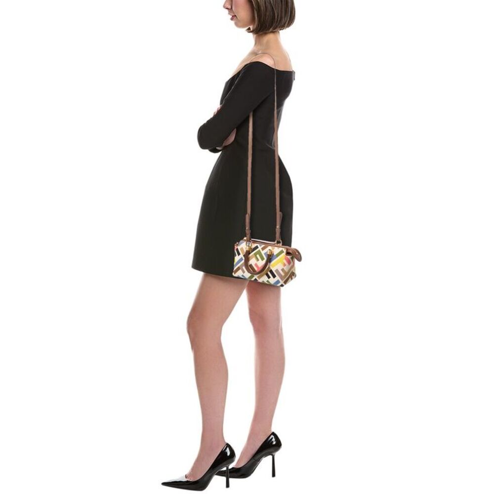Fendi By The Way Mini Ff Canvas & Leather Shoulder Bag, White - Picture 4 of 5